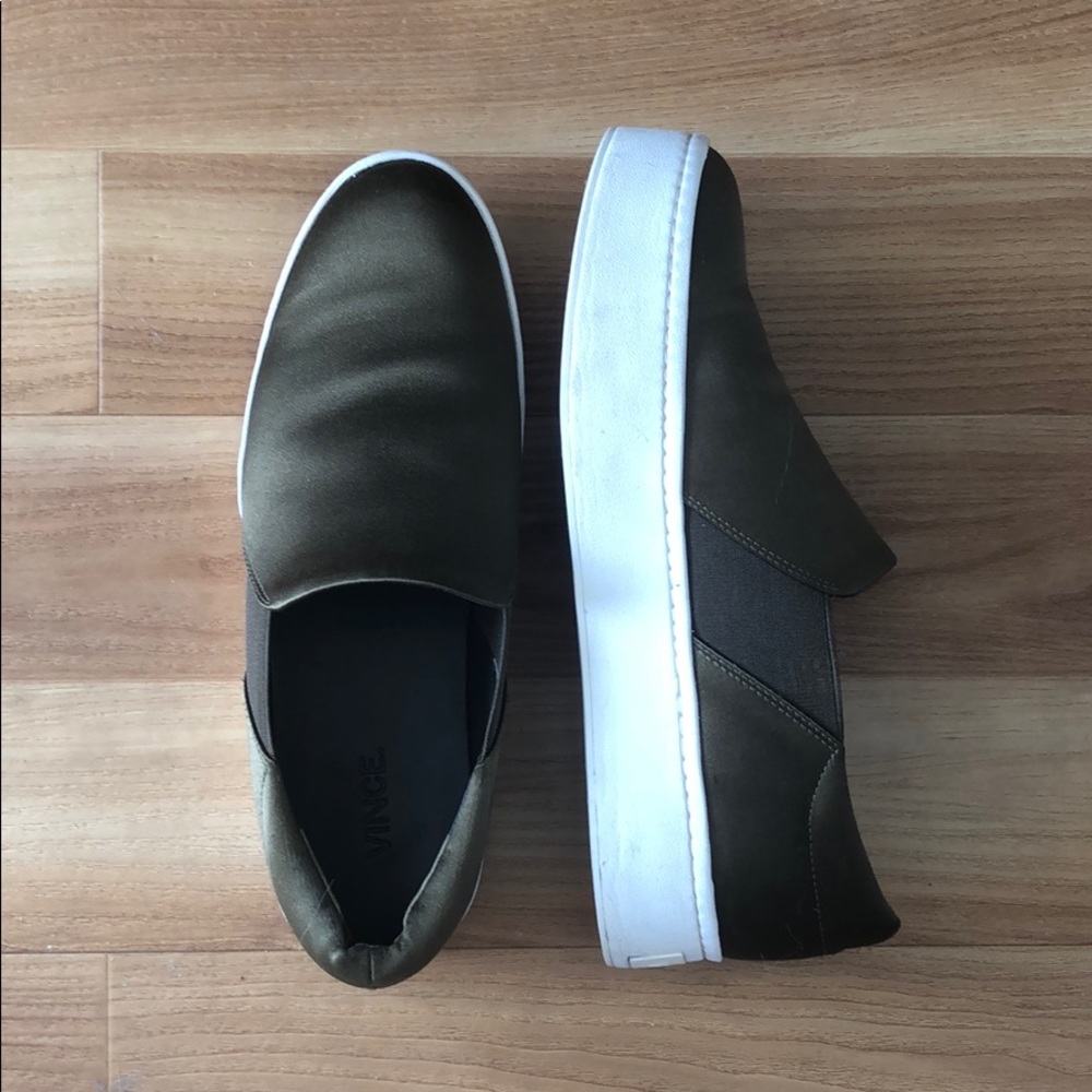 Olive green VINCE platform shoes, US 9